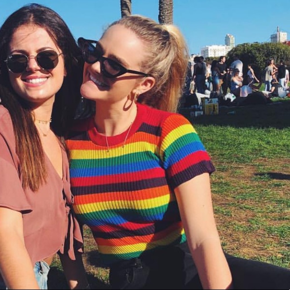 Rainbow knit crop top!